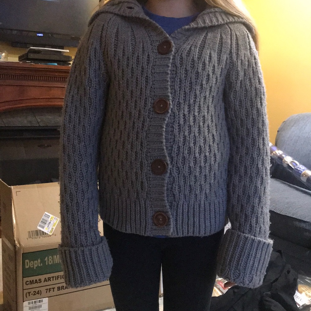 Grey Cardigan Style Sweater